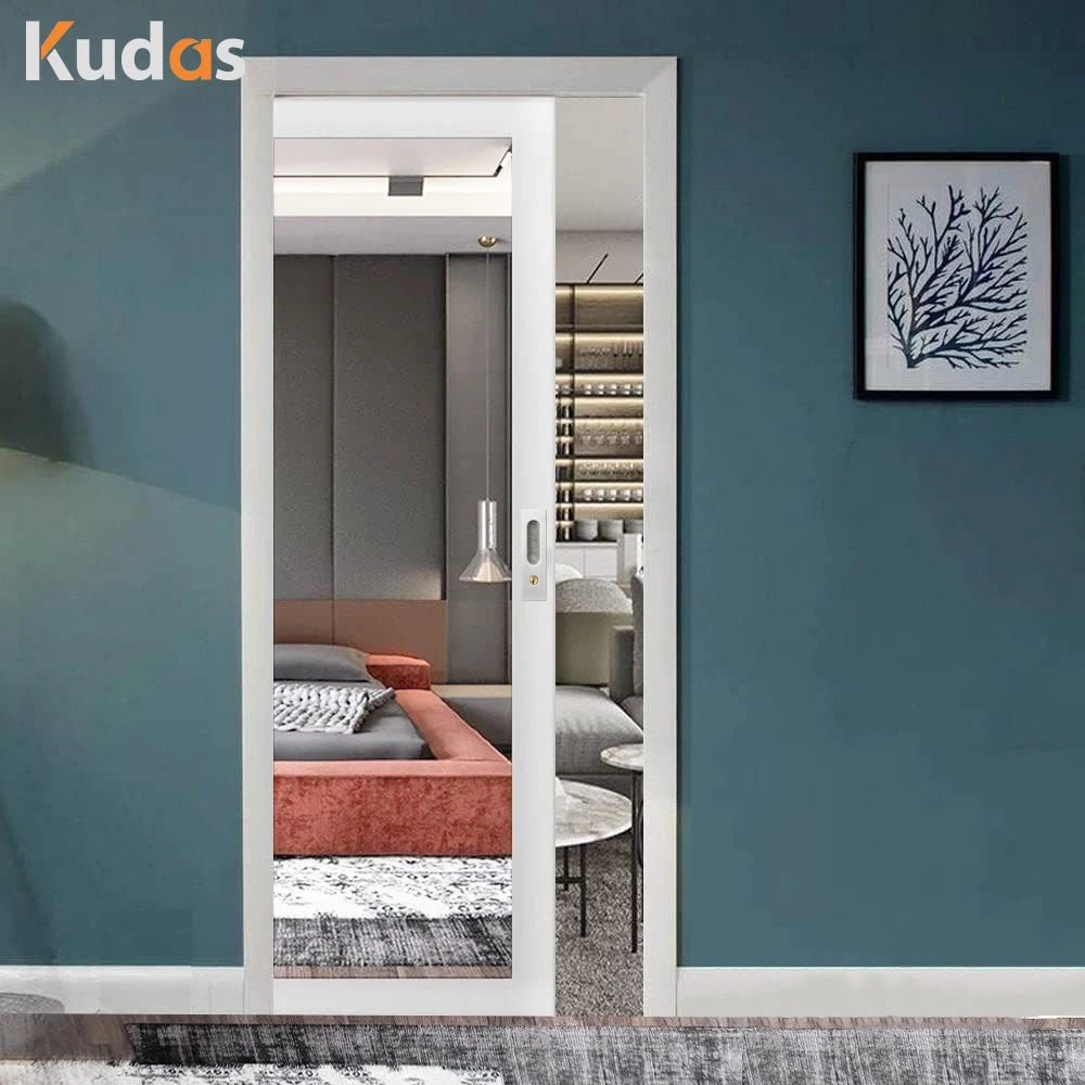 Foshan Factory Glass Wood Doors White Aluminum Frame Bathroom Doors Interior Door for Hotel