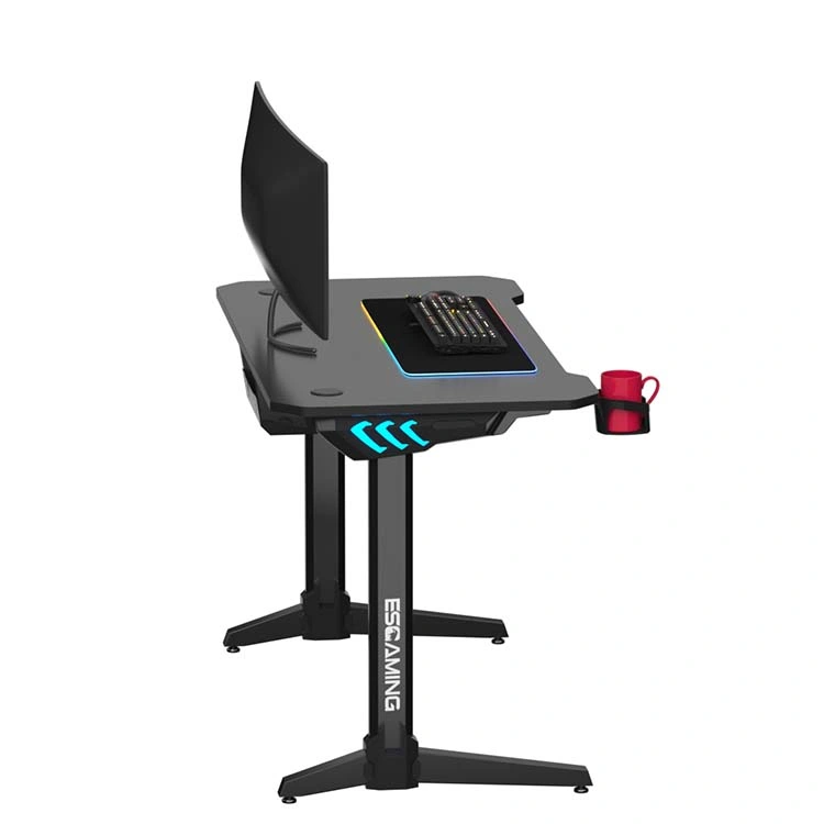 LED Gaming Desk, Office PC Computer Desk with Mouse Pad, Gamer Tables PRO with USB Gaming Handle Rack Gamer Equipment