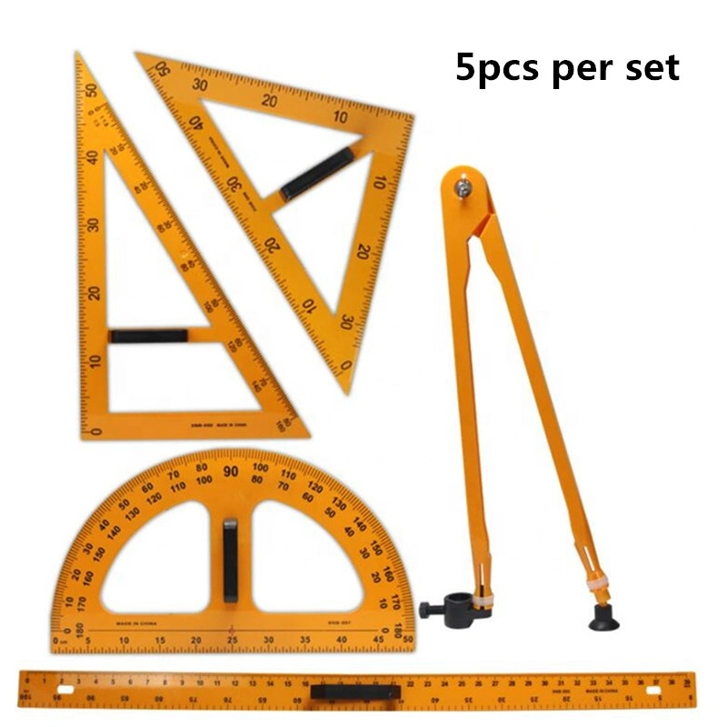 Classroom Geometry 5 Piece Set Include Compass Protractor Triangles Ruler Big for Teachers