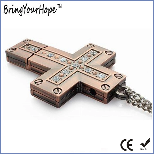 La conception de matériaux métalliques Croix Jésus disque Flash USB