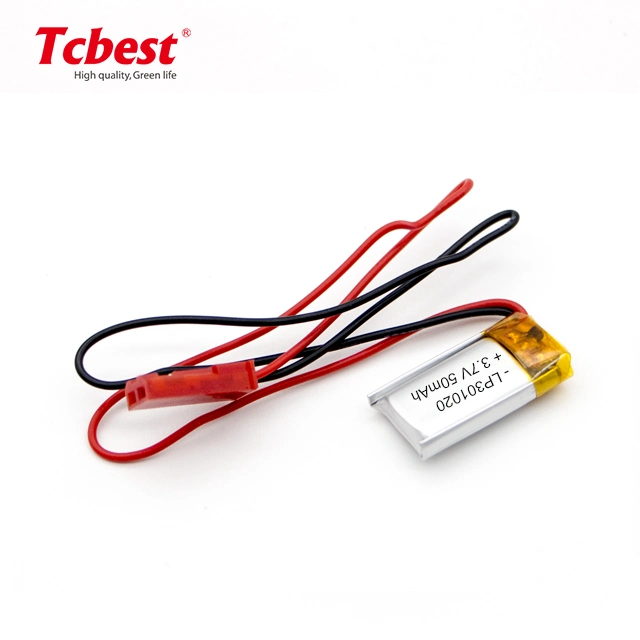 Tcbest 301020 Lithium Battery Polymer Lipo Battery 3.7V 50mAh for Smart Watch/Headphone /Selfie Stick