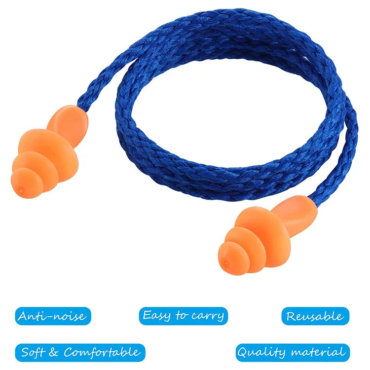 Silicone Noise Reusable Rubber Waterproof Hearing Protection Safety Earplugs