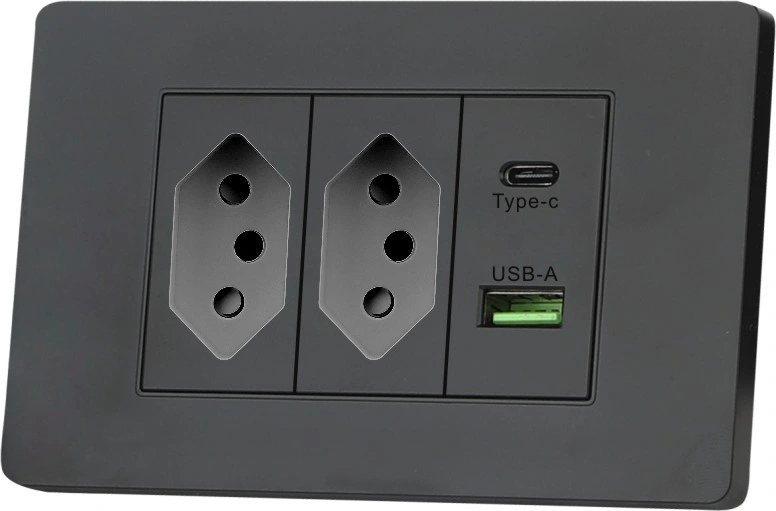 American Standard 3 Pin Sockets Stainless Steel Panels 2 Way Wall Sockets