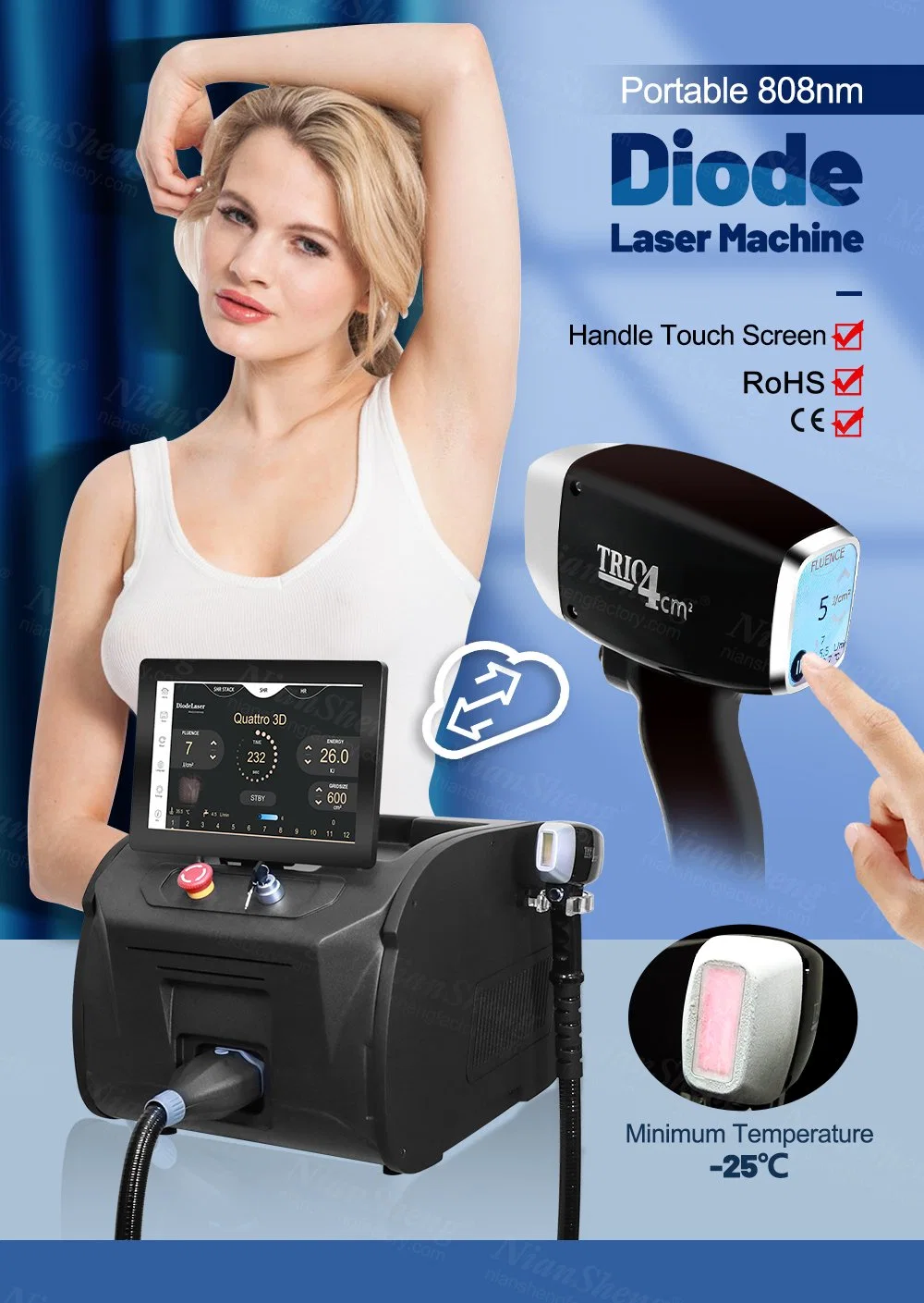 Portable Professional Technical 808nm Hair Removal Diode Laser Beauty Equipment