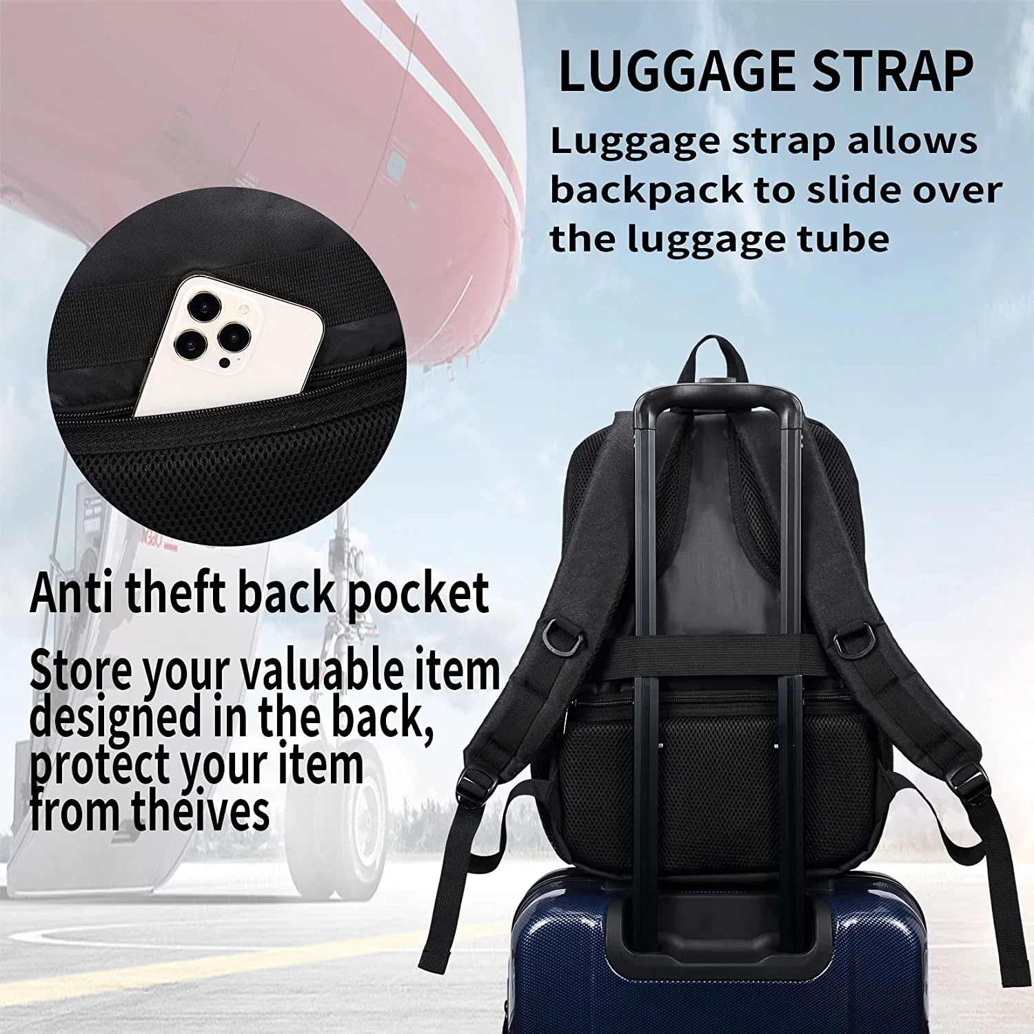 Viagens de Negócios Laptop mochila mochila trabalho antirroubo com porta de carregamento USB