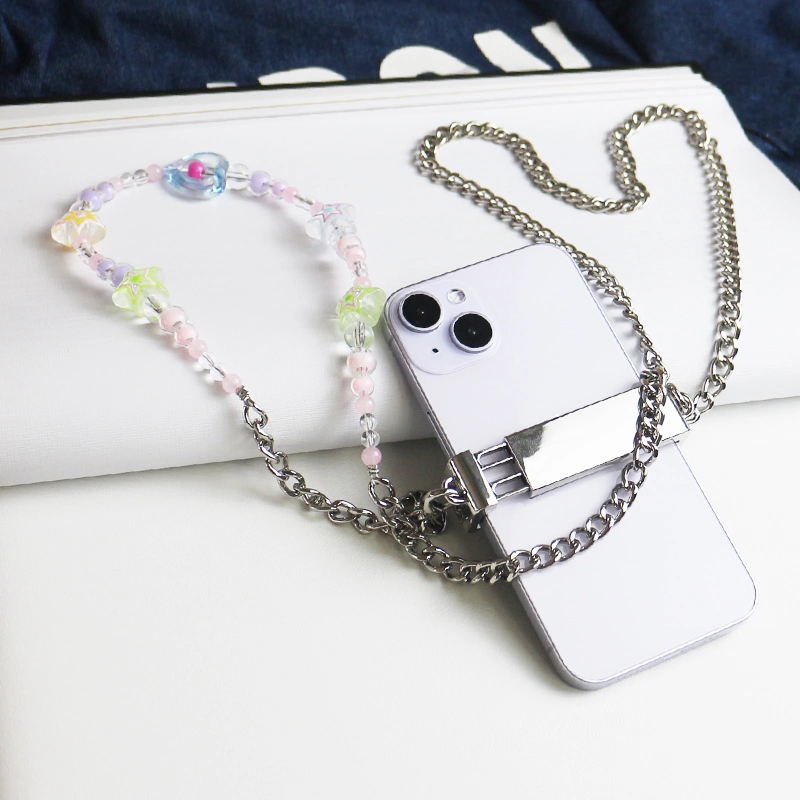 Star Ball Metal Chain Phone Clip Universal Heart Shape Pearl Messenger Strap Phone Case Accessories