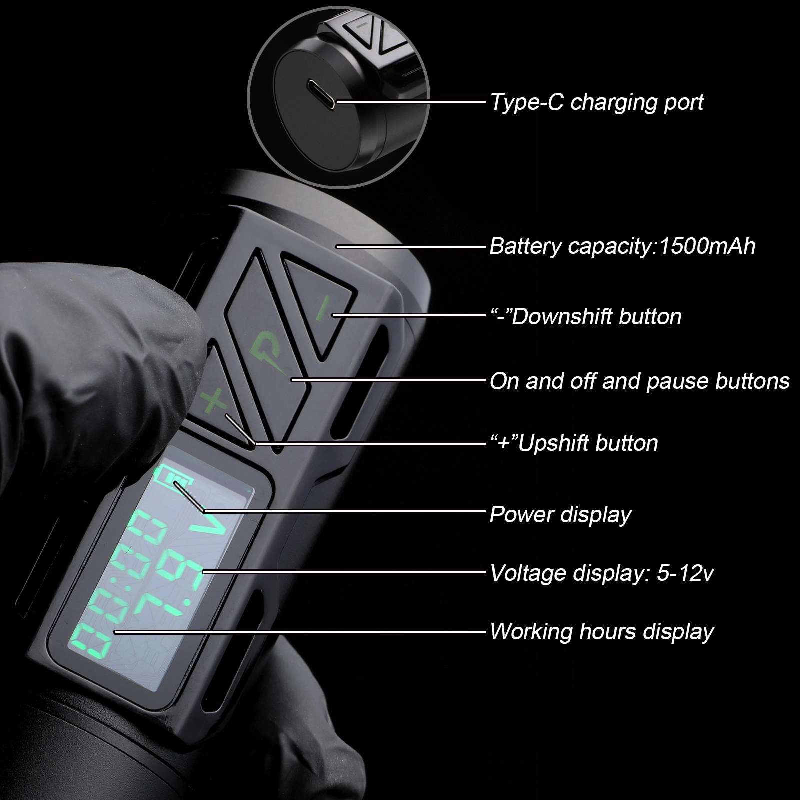 Беспроводной цифровой ЖК-дисплей зарядите аккумуляторную батарею вращающийся Tattoo машины оборудование пера