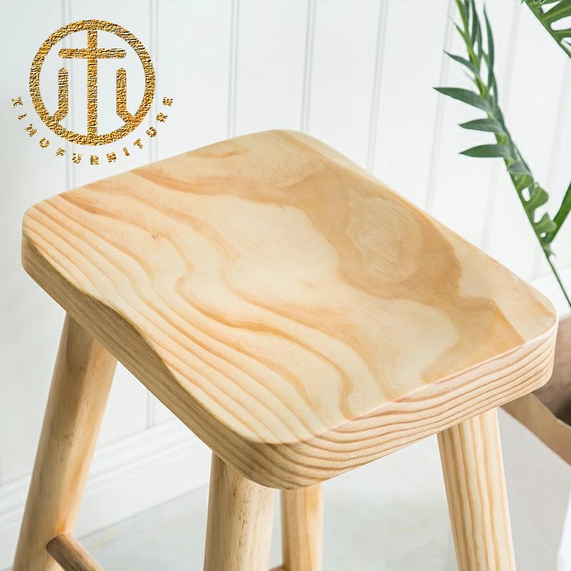 European-Style Light-Colored Log New Zealand Pine Bar Chair