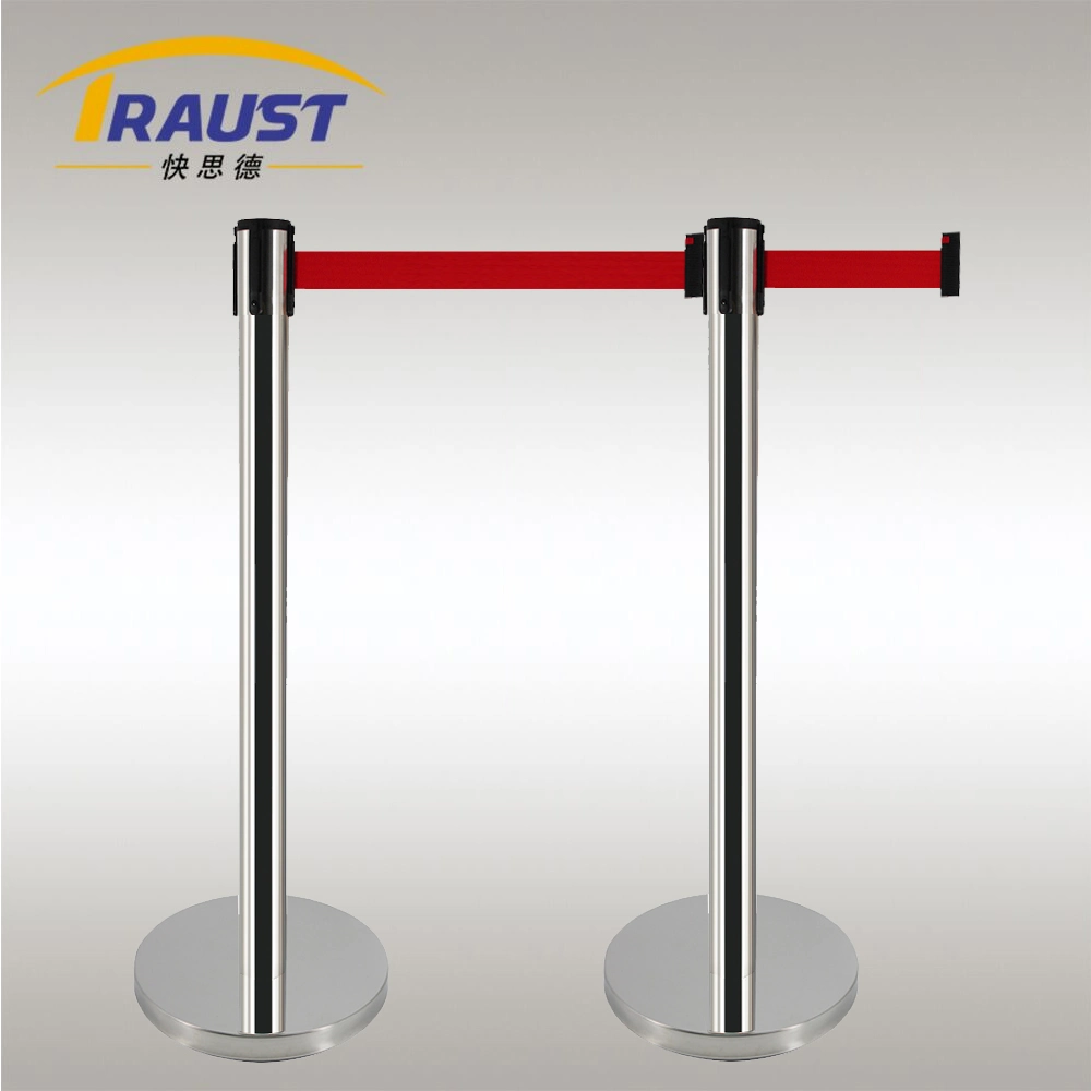 Traust Supplier Airport Crowd Controller Queue Line Tape Retractable Belt Barricade Stand Pole Post Concrete Barrier Stanchion