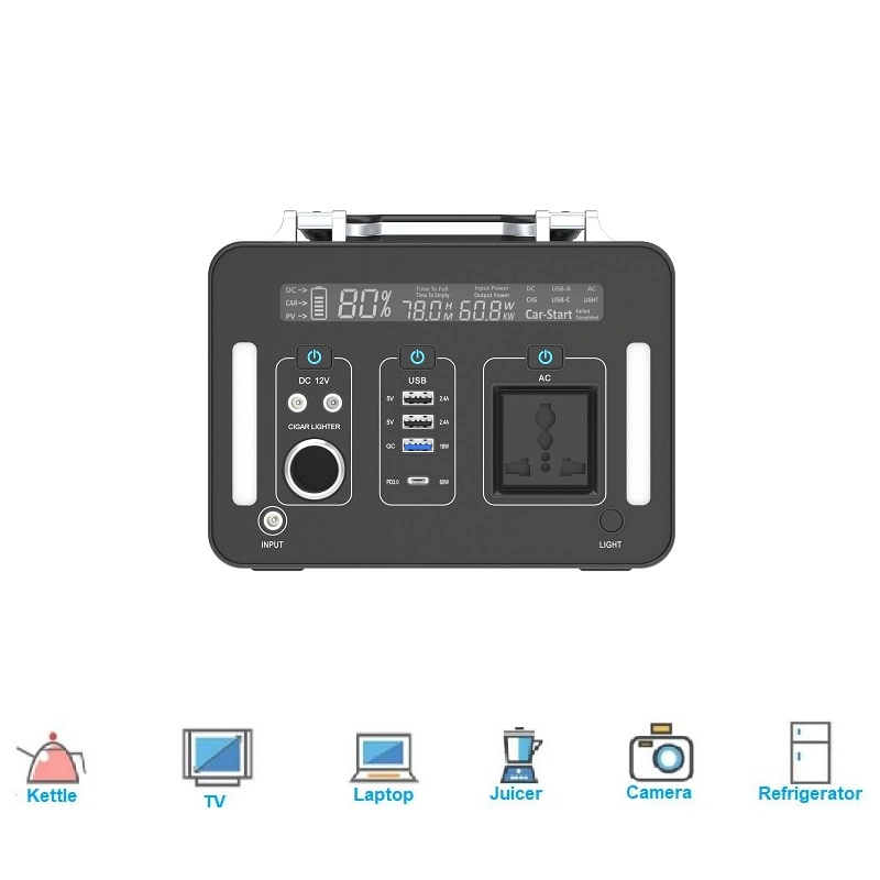 Batterie portable au lithium AC DC pour éclairage, batterie de stockage d'énergie rechargeable.