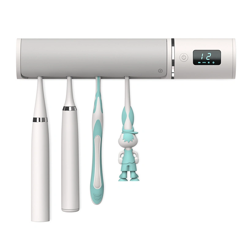 Stylish Wall Mounted Built-in UV Light Bathroom Accessories Toothbrush Sanitizer Holders