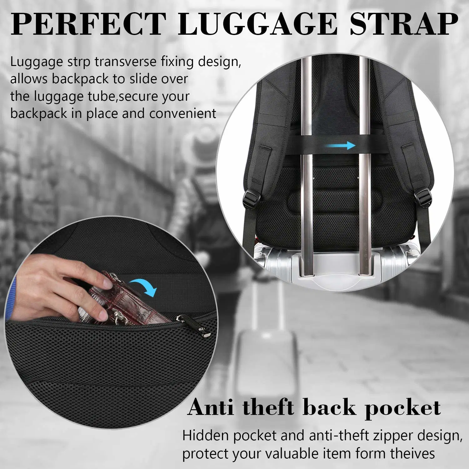 Sacs à dos de voyage pour hommes Grand sac à dos pour ordinateur portable avec chargement USB Port Business Bag College BookBags pour l'école peut accueillir un ordinateur portable de 17 pouces