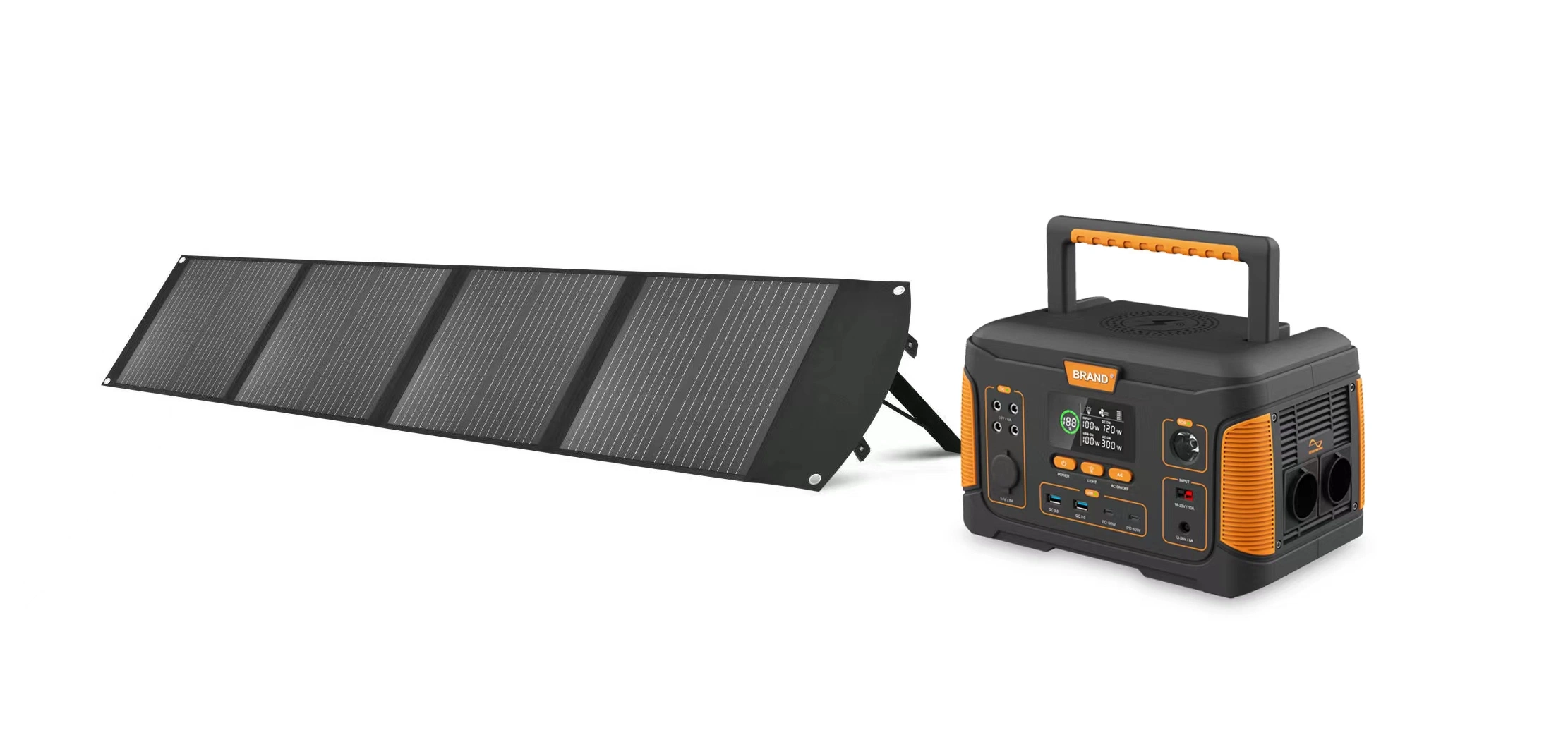 painel solar móvel pilha de carregamento portátil várias tubulações de alimentação para automóvel solar Carregamento Entrada DC AC Entrada USB saída de iluminação Exterior Camping Bateria portátil de armazenamento de emergência