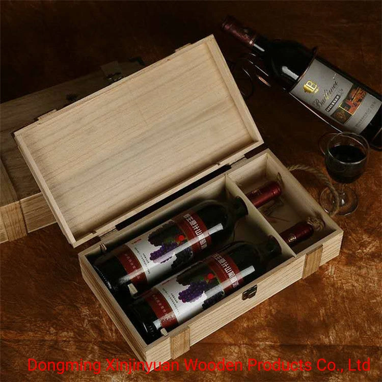 New Style Hollow Zwei Flasche Solid Wood Wein Flasche Geschenk Box Weinkartons