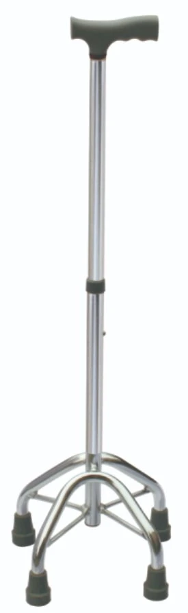 Aluminum Alloy Retractable Walking Aid High Adjustable Four Legged Old Man&prime; S Walking Stick