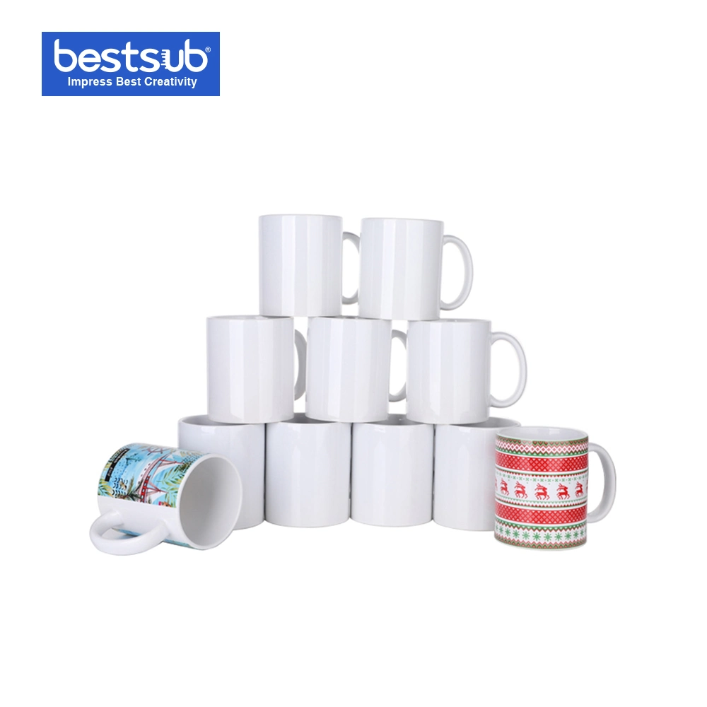 Venta al por mayor de tazas de cerámica blanca de 330 ml (11 oz) de Bestsub para sublimación de impresión