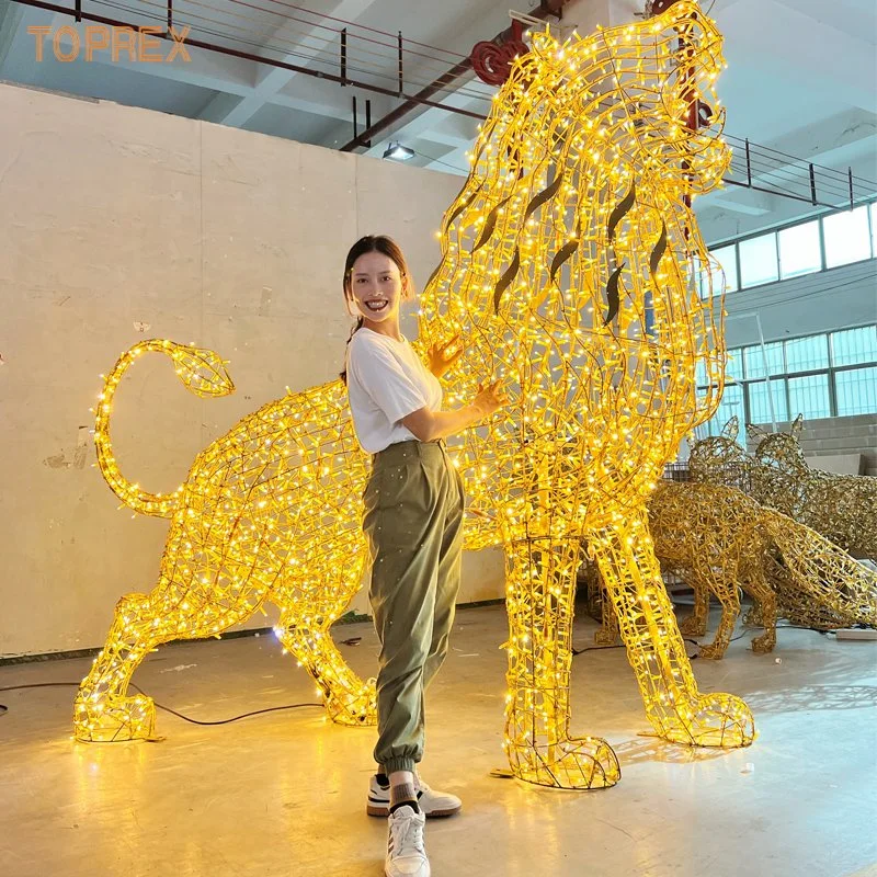 Factory Supplier 2024 Newest Holiday Festival Outdoor African Lion Animal LED Lion Motif Light for Christmas Street Decoration Light