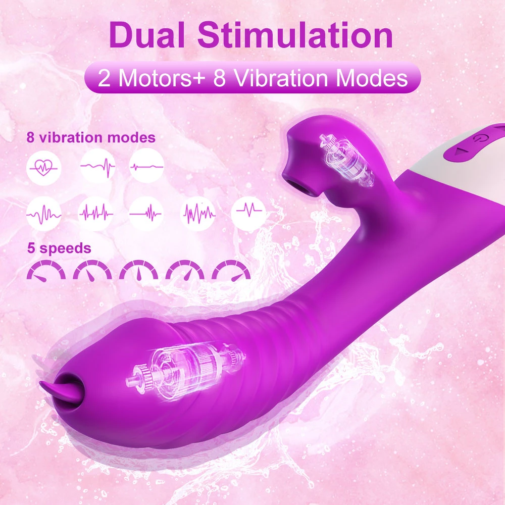 Puissant imperméable G Spot massage réaliste langue d'aspiration AV Vibrant Dildo vibrant pour Femme