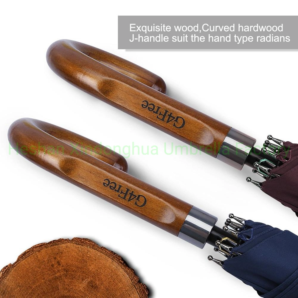 Classical Wooden Crook Handle Gentleman Stick Golf Umbrellas (SU-0027AFWD)