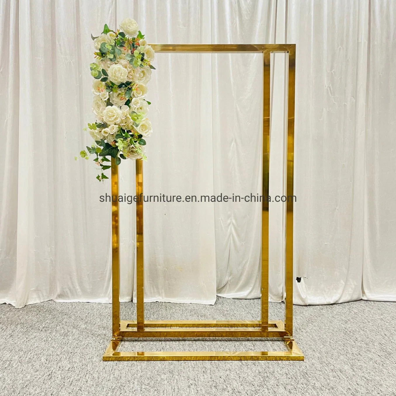 Cheap Hotel Events Furniture Decor Gold Stainless Steel Wedding Backdrop Advertising Display Rack