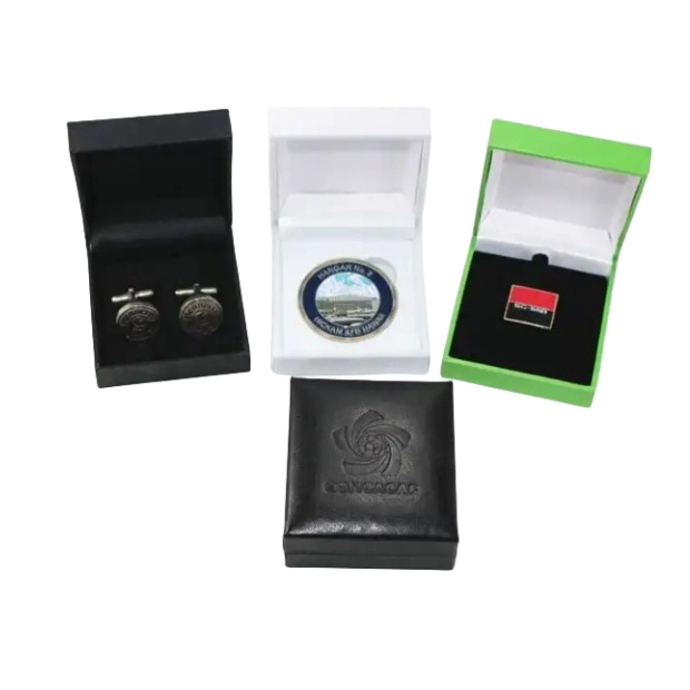 Caja de Medalla personalizada de Velvet Award con joyero con sello de oro Para almacenamiento y recogida de esmaltes y cajas de presentación de monedas