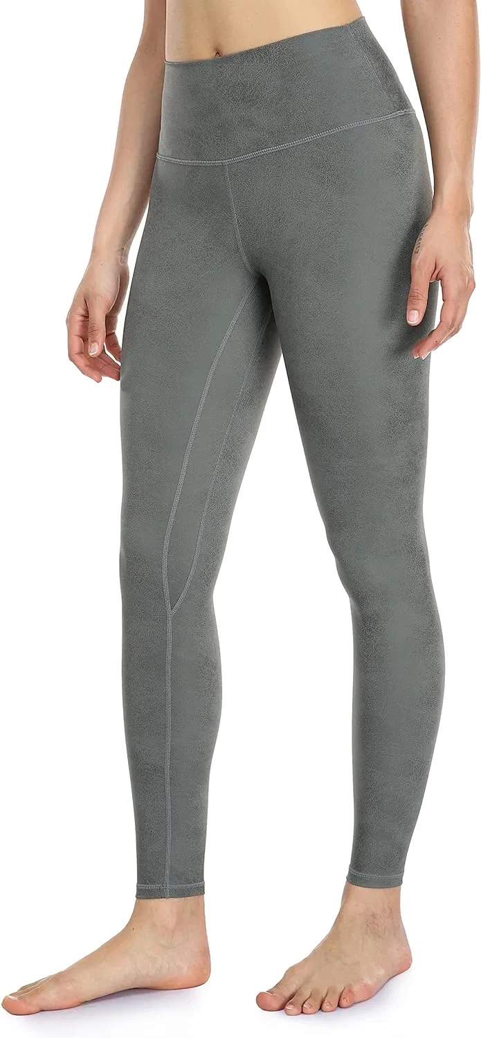 Leggings de piel sintética mate de cintura alta para mujer Yoga de longitud completa Pantalones