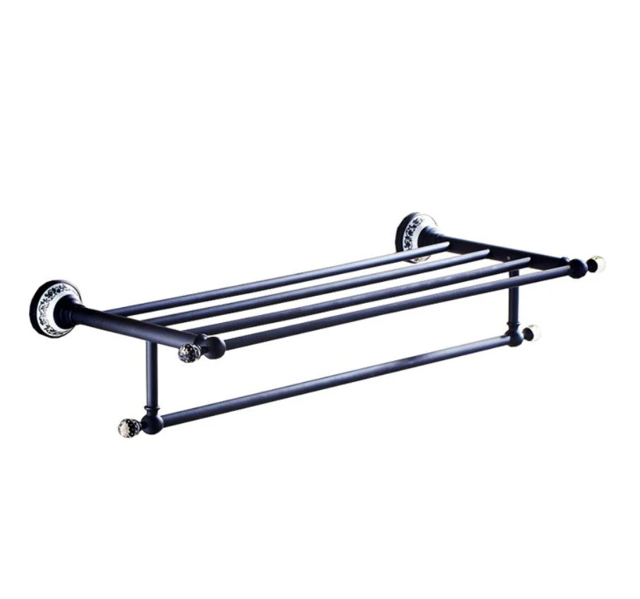 Top Sale Bathroom Accessories Hang Towel Rack Black Brass Ceramic Wall Mounted Towel Shelf