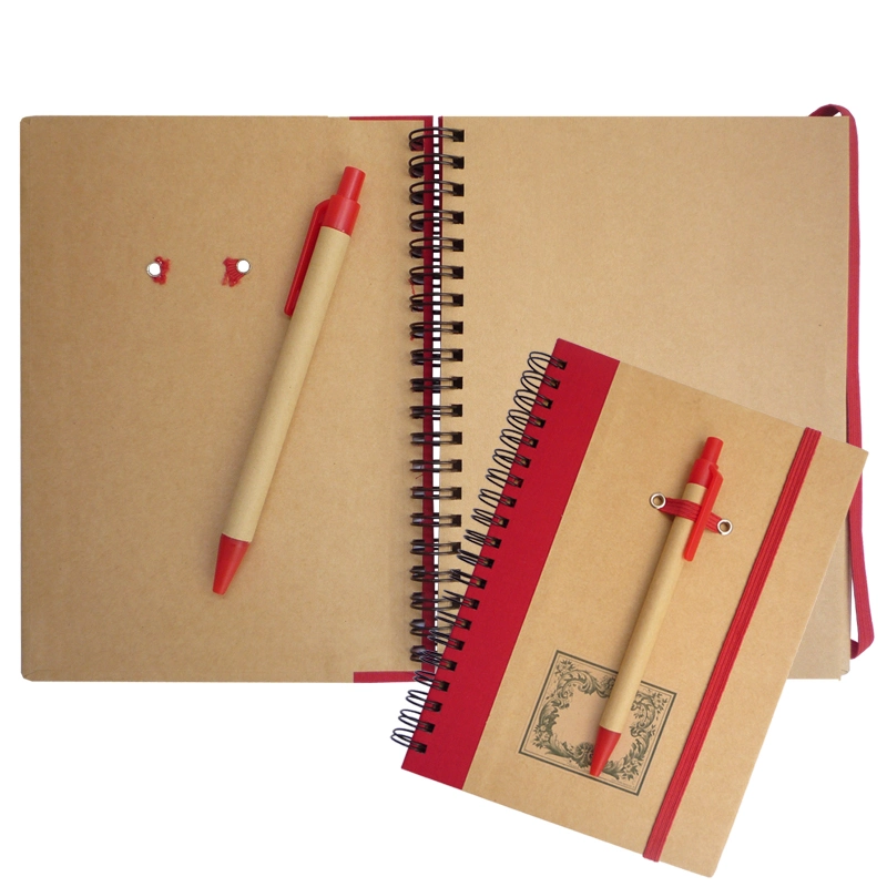 Customized Logo Recycled Paper Notebook with Paper Pen