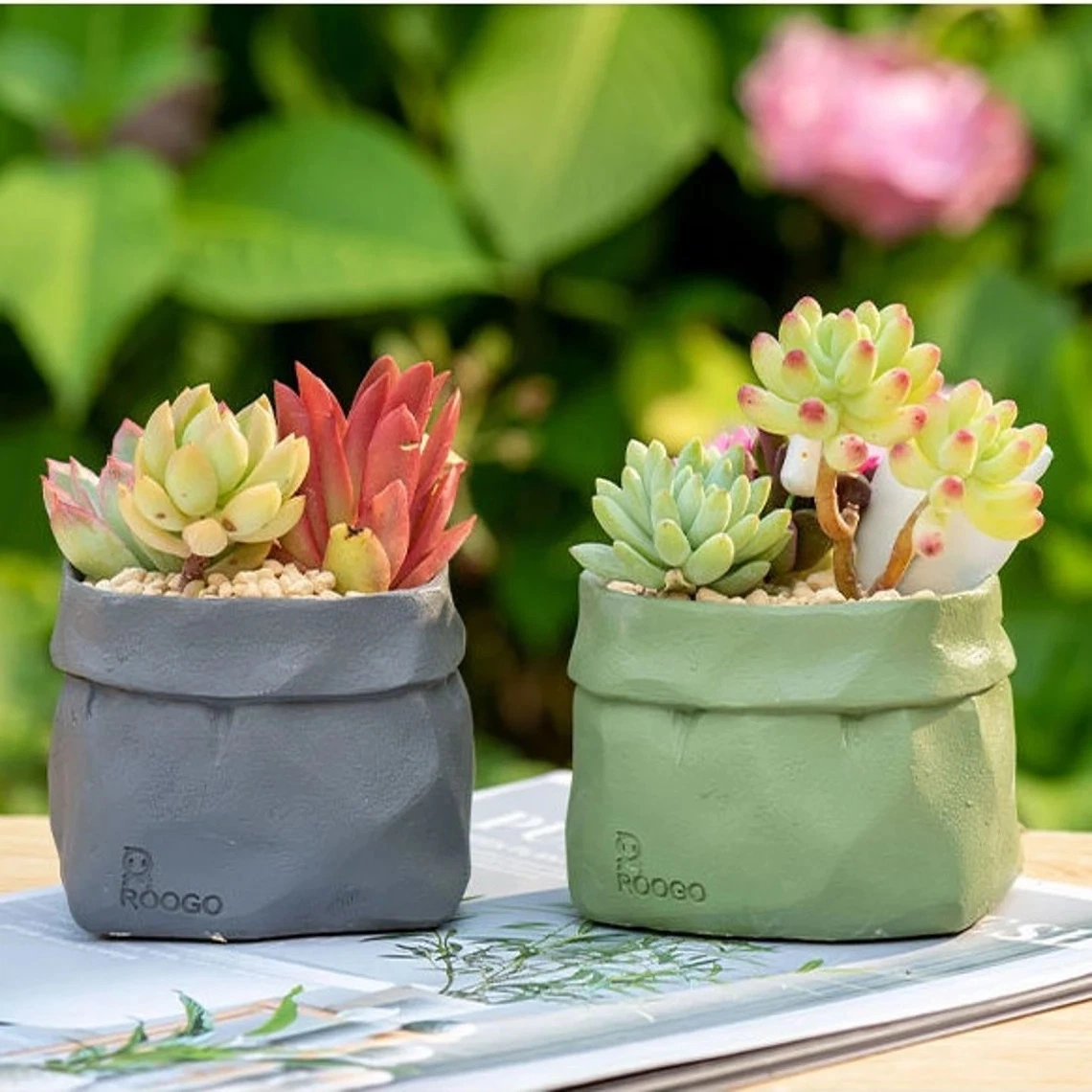 Cute Animal Paper Bag Succulent Flower Pot Succulent Planter Desktop Planter Office Desk Decor