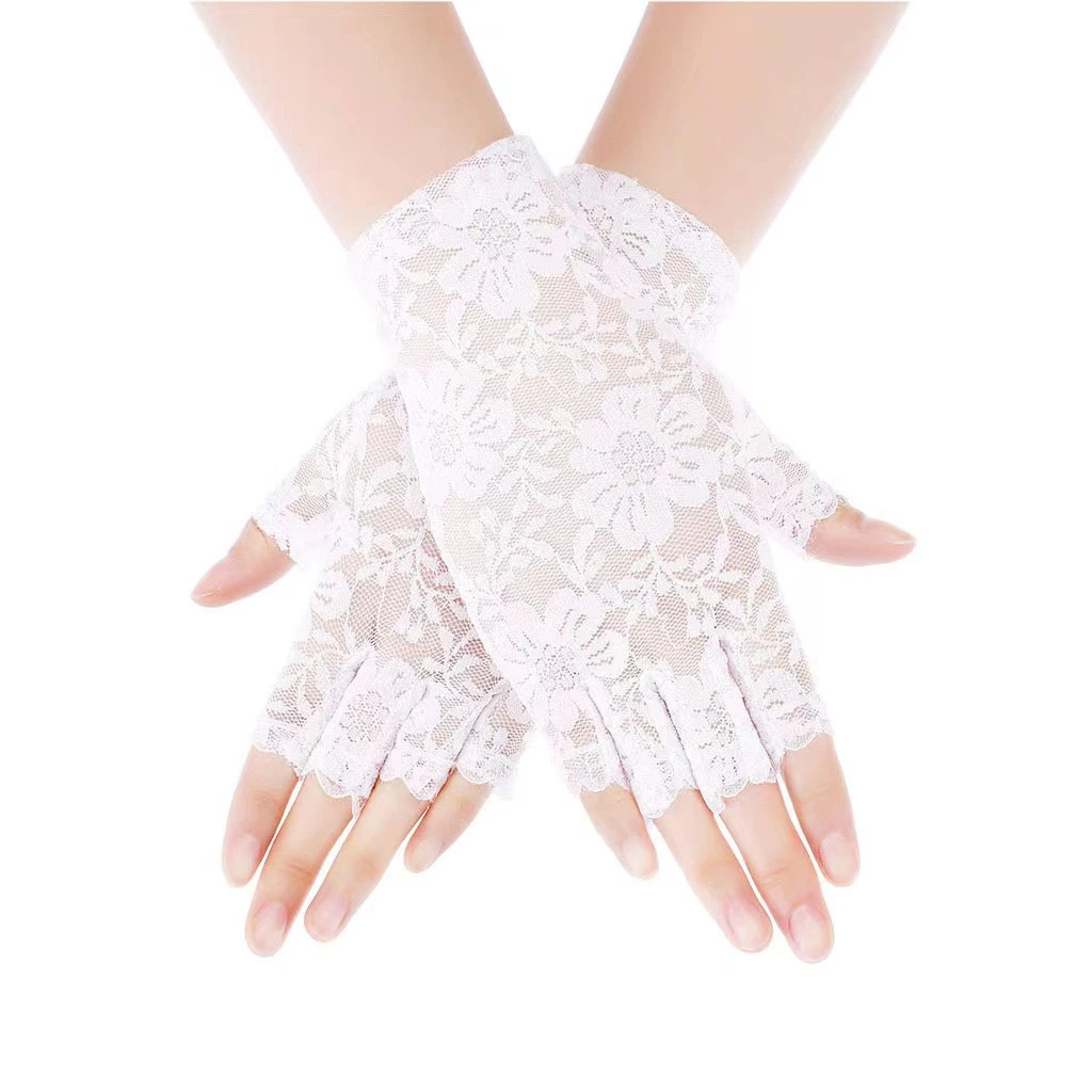 Ladies Short Lace Half Finger Lace Sun Protection Lace Wedding Ball Decoration Gloves