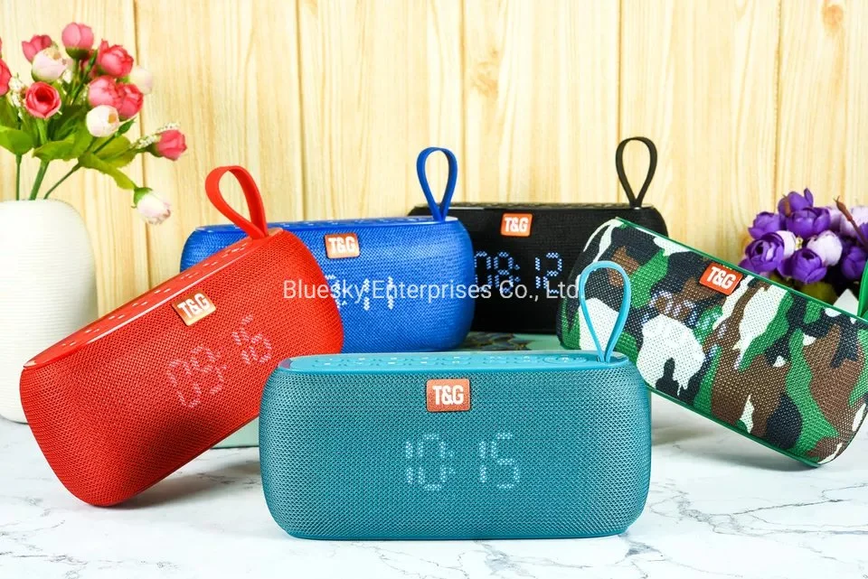 Tg177 Portable Bt Speakers Alarm Clock Temperature Display Heavy Bass Digital Choose Song Waterproof FM Radio Wireless Speaker