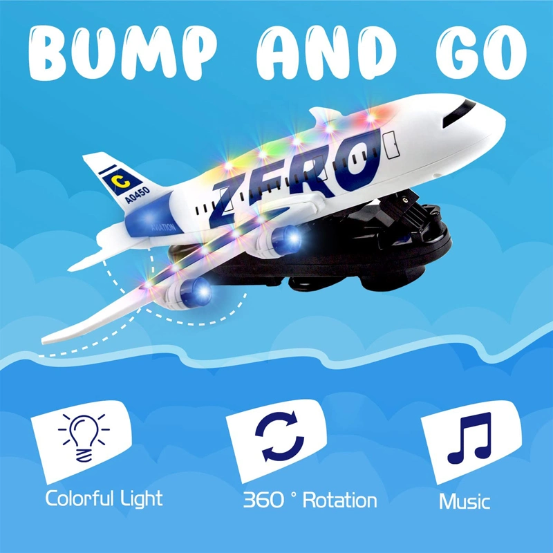 Toddler Toy Plane Bump and Go Action Battery Operated Airplane Toys for Kids with LED Flashing Lights and Sounds