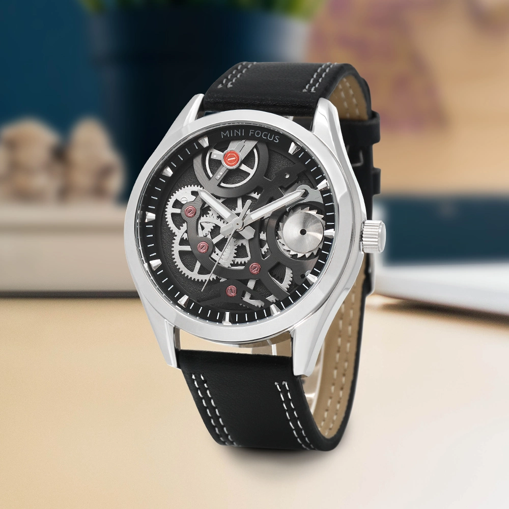 Fashion High End Men and Woman Watches Stainless Steel Case and Leather Strap Stainless Steel Mechanical Watch