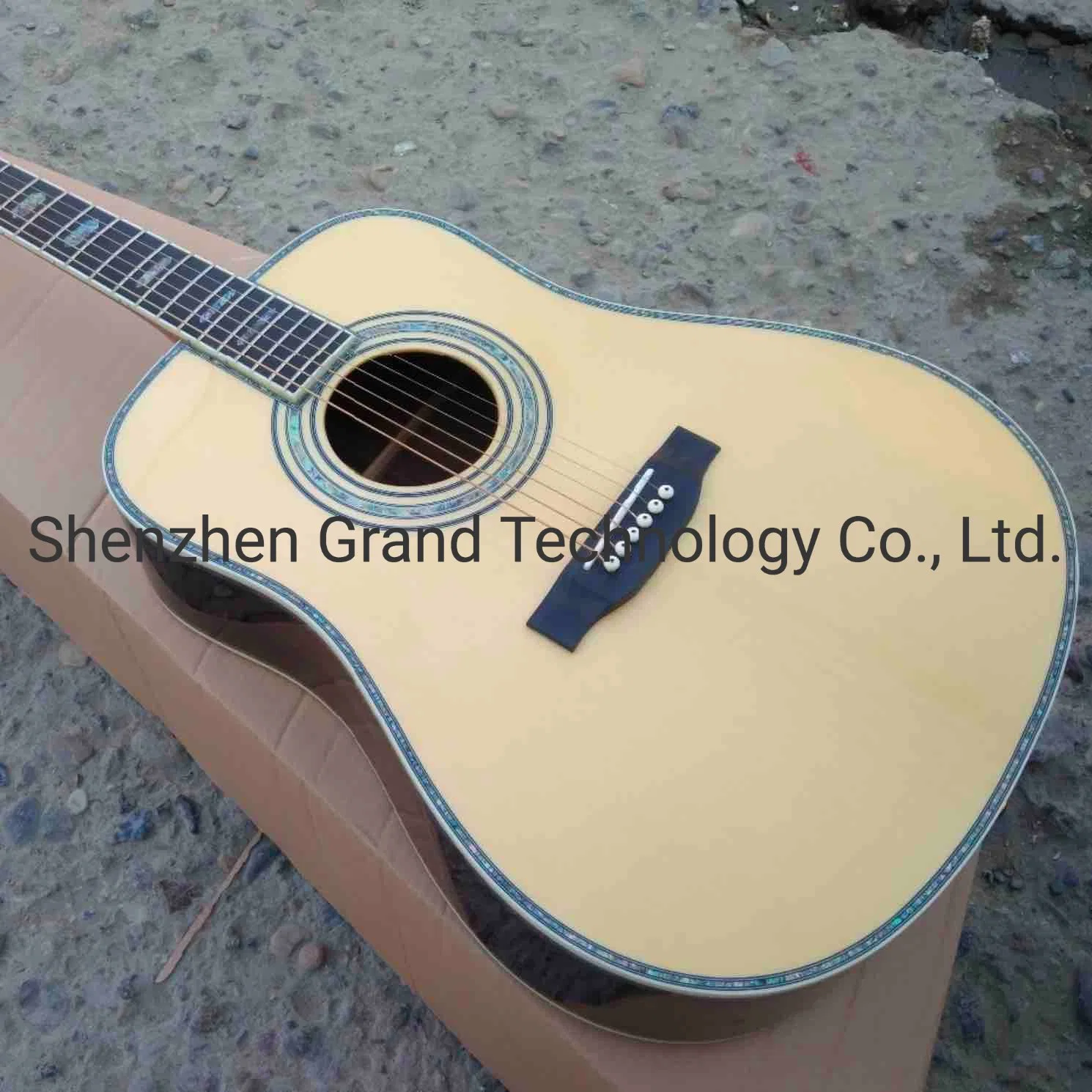 Full Aaaa All Solid Wood D Style Classical Acoustic Guitar with Real Abalone Ebony Fingerboard