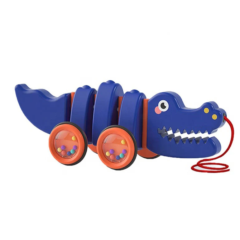 Non-Toxic Educational Fun Push Along Walking Plastic Croc Crocodile Animal Rolling Car Toy for Toddlers Early Learning Developing Toys