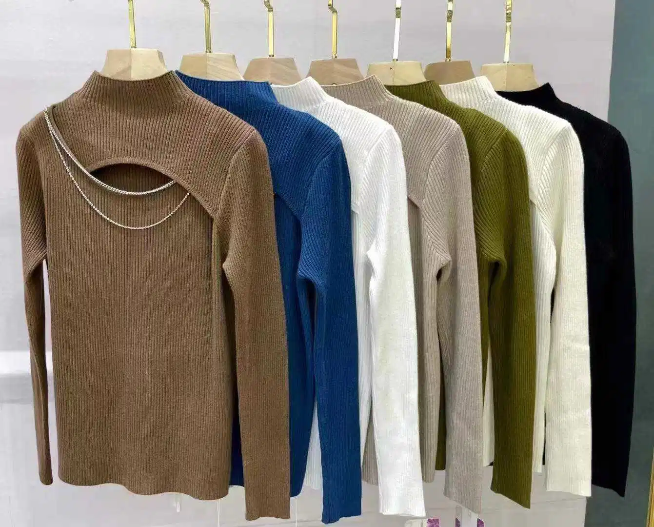 Semi Turtleneck Sweater MID-Neck Knitted Top Sweater