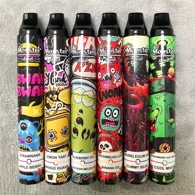 No MOQ Monster Dual Smoking Vape 1000+1000puffs Disposable/Chargeable Vape 3+3ml Vape Juice with 10flavors