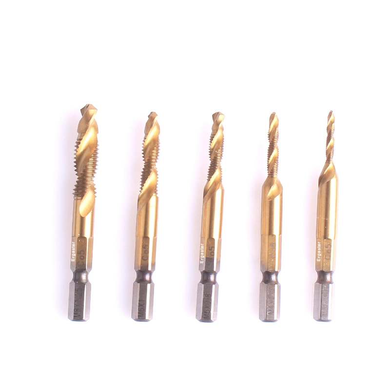 5PCS Titanium Combination Drill and Tap Set, Metric Thread HSS M3-M8 Screw Tapping Bit Tool