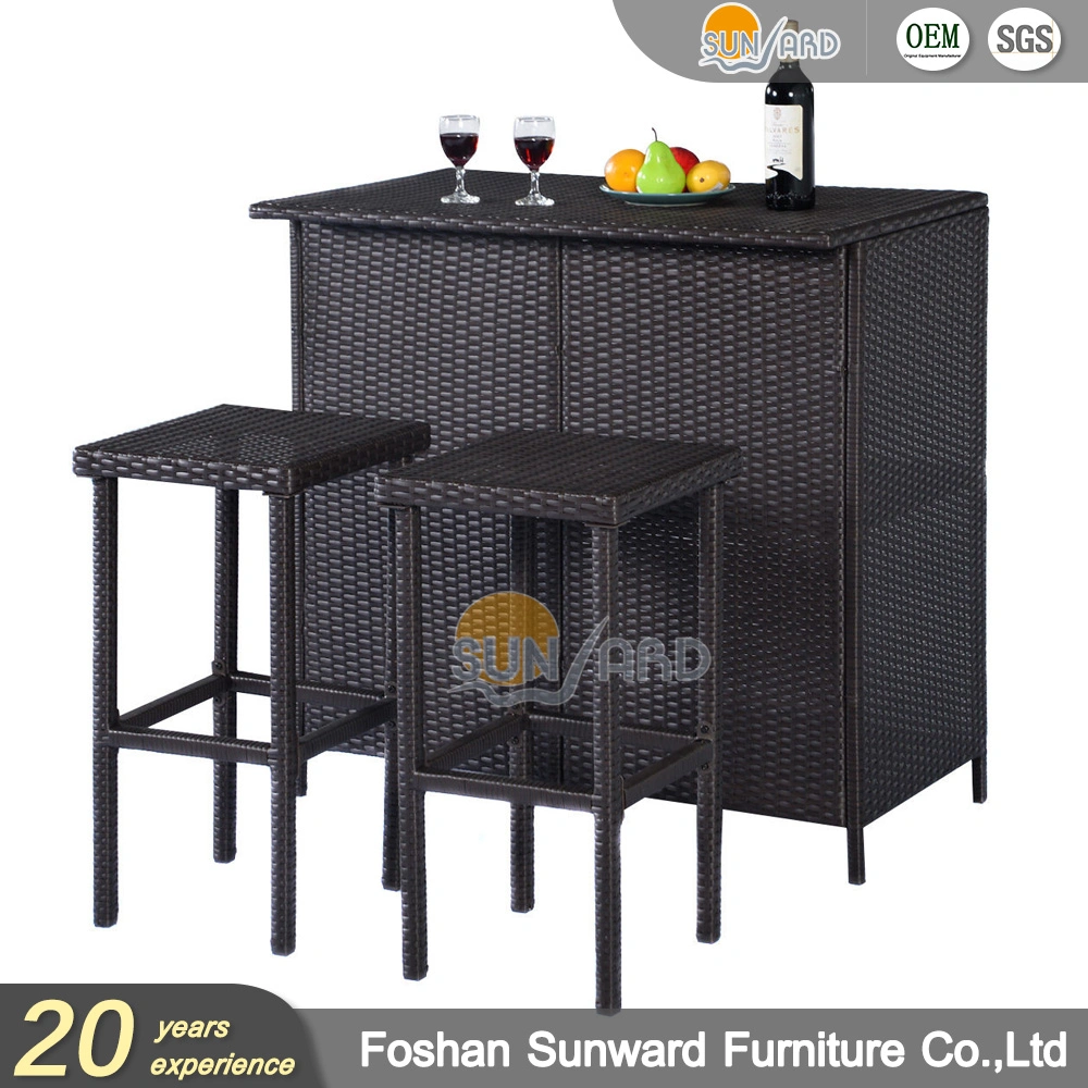 Wholesale/Supplier Outdoor Garden Hotel Home Resort Villa Project Patio Chinese Customized Leisure Aluminum Woven PE Rattan Wicker Bistro Bar Chair and Cabinet Table