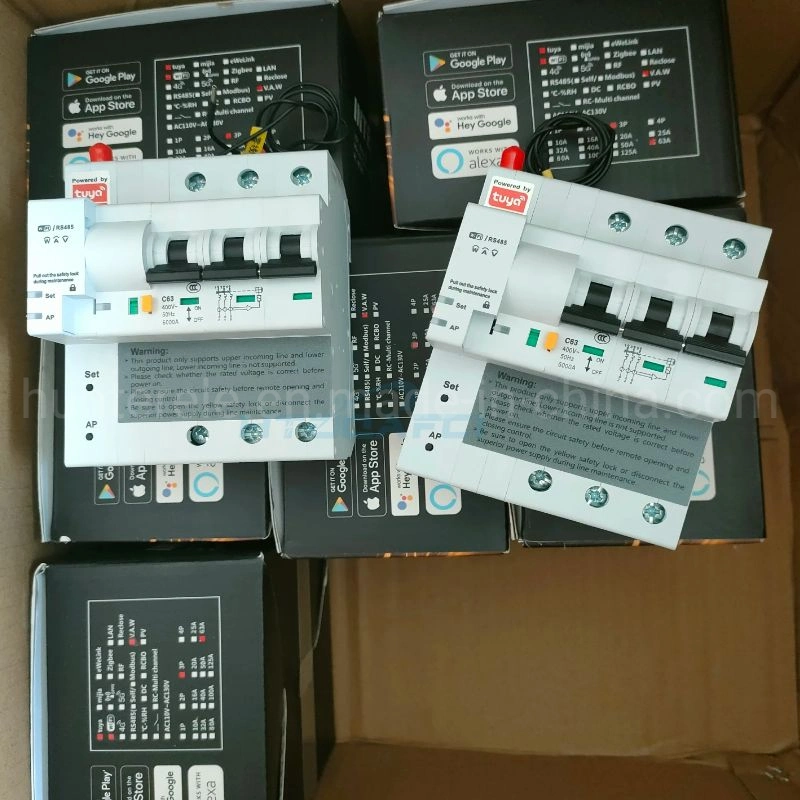 OEM ODM Smart Circuit Box Use 1p2p 3p 4p 10A to 100A Metering Smart Circuit Breaker Timming Setting Function Smart Breaker WiFi Voice Remote Control