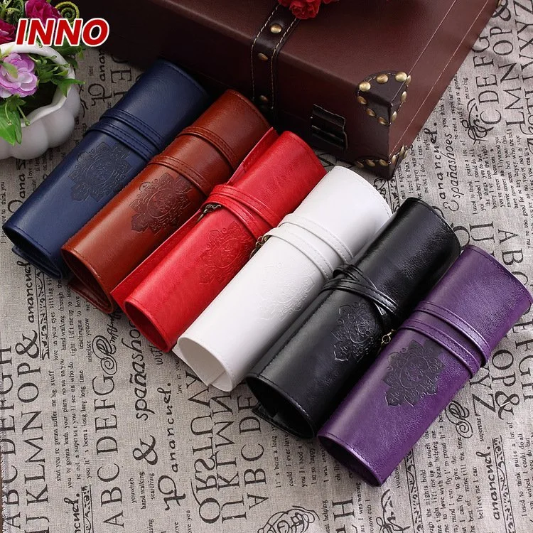 Inno-R012 Manufacturer Wholesale/Supplier Retro Soft PVC Leather Bag Set for Pencil and Brush, Custom Logo Eco-Friendly