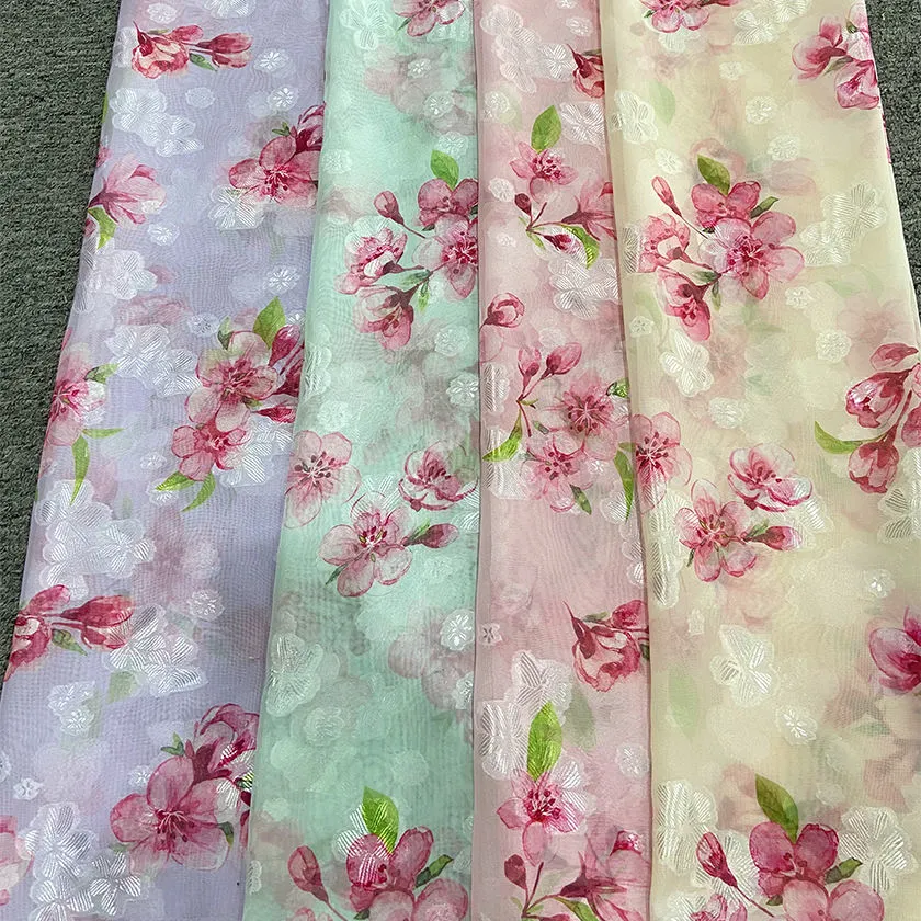 Wholesale/Supplier Mesh Tulle Lace Floral Pattern Light Color High quality/High cost performance  Girl Skirt Dress Fabric