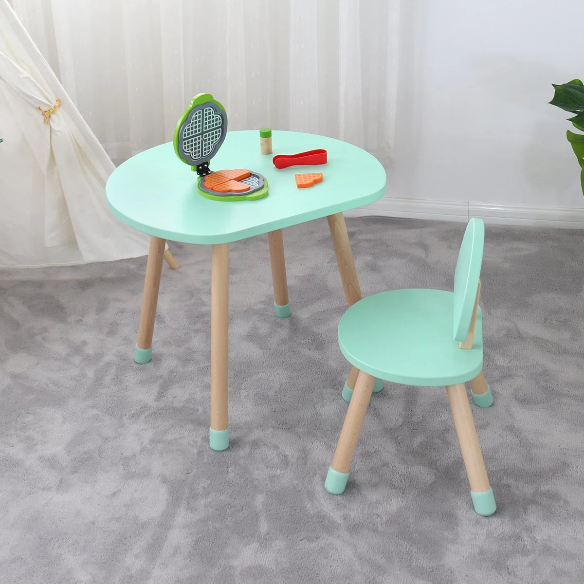 Ins Wooden Table and Chairs Preschool Kids Furniture Sets Reading Table and Chairs Set for Kids