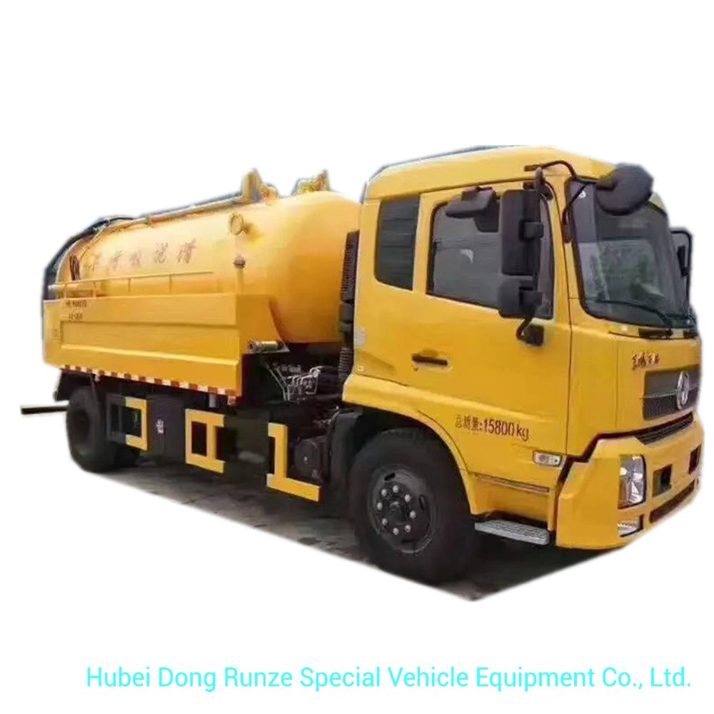 High Pressure Jetting Combined Sewer VAC Tanker Truck 6cbm Vacuum Sewage Tank, 4cbm Jetting Water Tank