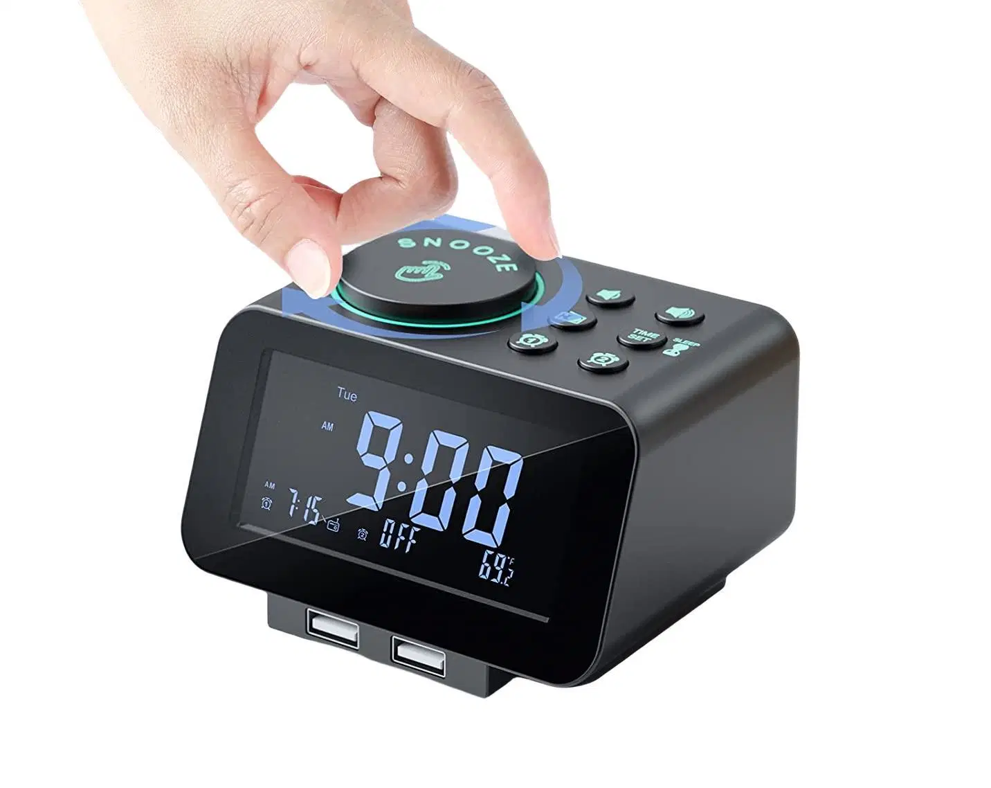 Digital Pll FM Radio Handy Dual Front USB Chargers Alarm Clock