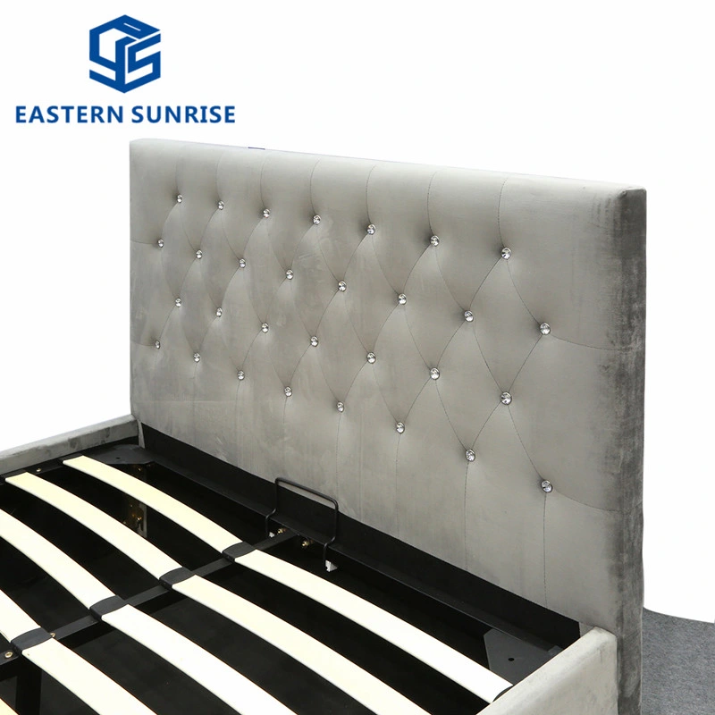 Современный роскошный дизайн мебели с одной спальней королева размера кинг бархата кровать для хранения