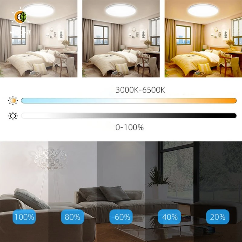 Cambio de color RGB Dormitorio Sala de estar en el interior de la luz de techo LED ABS