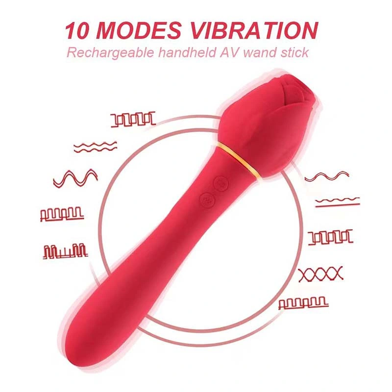 La velocidad de 10 de silicona consolador-Vibrador G spot para la mujer varita blanda clítoris femenino rojo coño juguetes sexuales de forma de rosa vibrador coño caliente