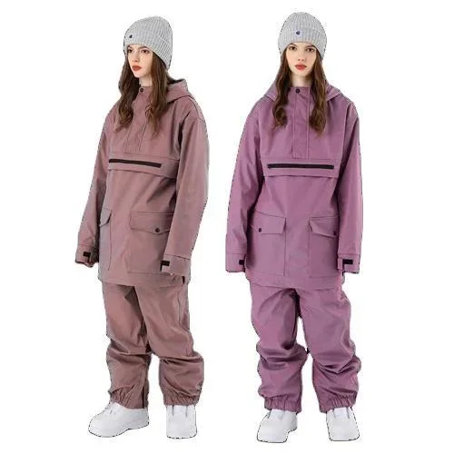 Solid Color Ski Suit Set, Windproof, Waterproof, Warm and Breathable, Skiing Couple Style