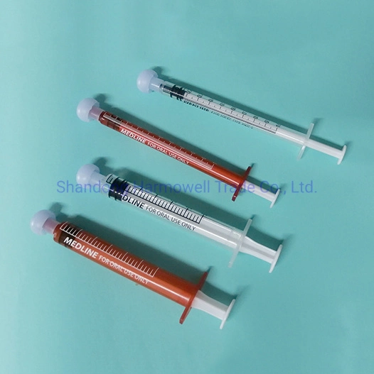 Color 5ml Disposable Oral Syringe with Tip Caps Needle for Feeding Food